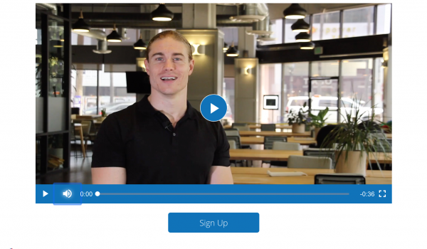 Picture with one call to action button for sales video