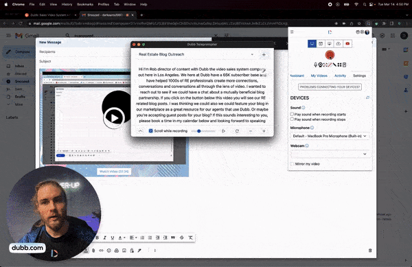 Screen and webcam recording using the Dubb Chrome extension