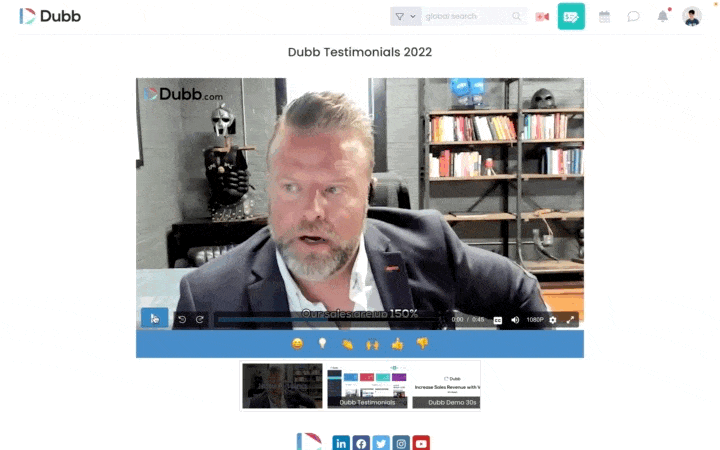 Testimonial video playing on a Dubb video landing page