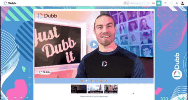 Dubb landing page with video testimonials in playlist