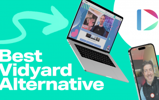 An image of a laptop and smartphone with the Dubb website and mobile app, with text that says "Best Vidyard Alternative" and the Dubb logo