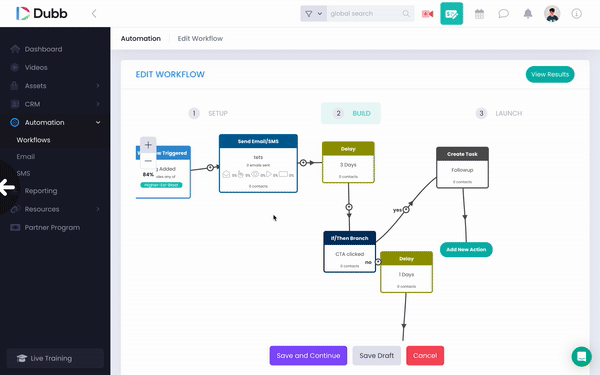 Sample of a workflow automation on the Dubb platform