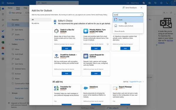 Install and Configure the Dubb Outlook Add-In