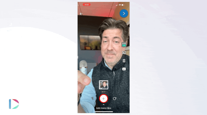 Rob creating multiple clips inside the Dubb mobile app