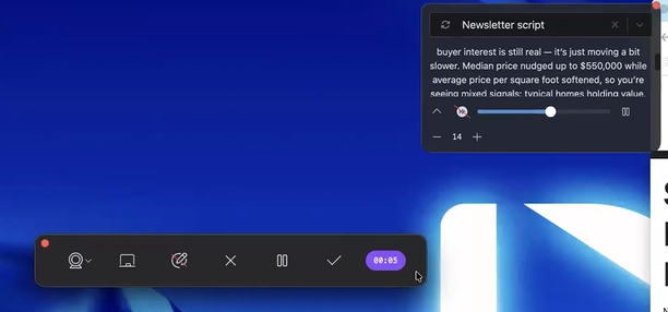 Record a quick market update video