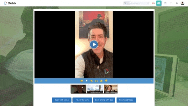 Clicking on a "reply with video" call to action in a video landing page