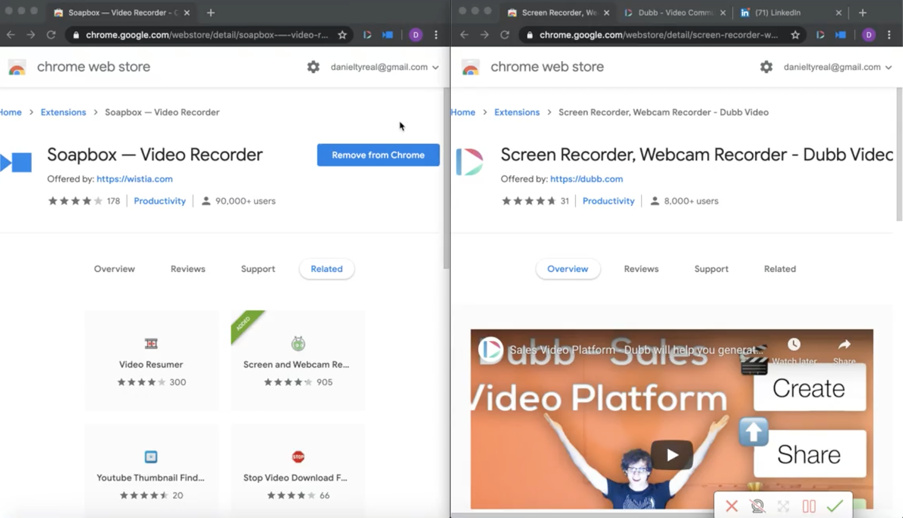 Wistia Soapbox and Dubb's Chrome Extensions