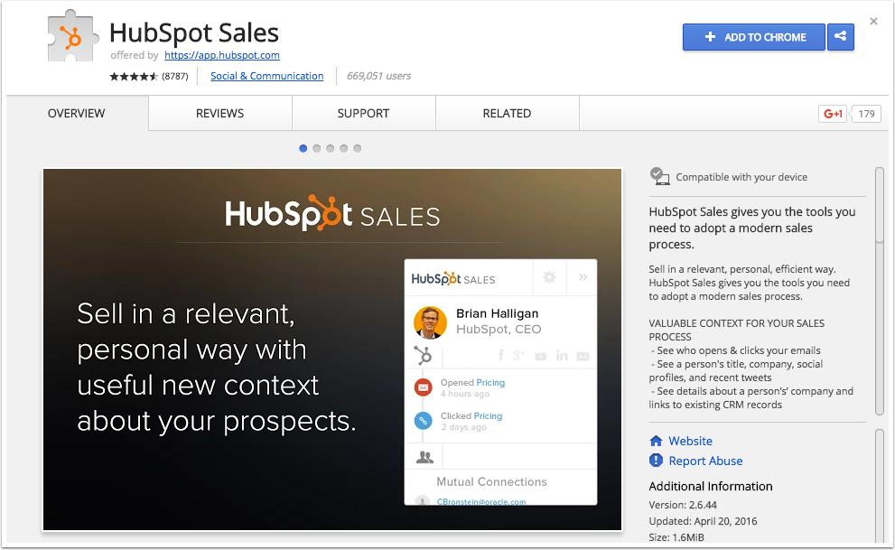 HubSpot Chrome Extension