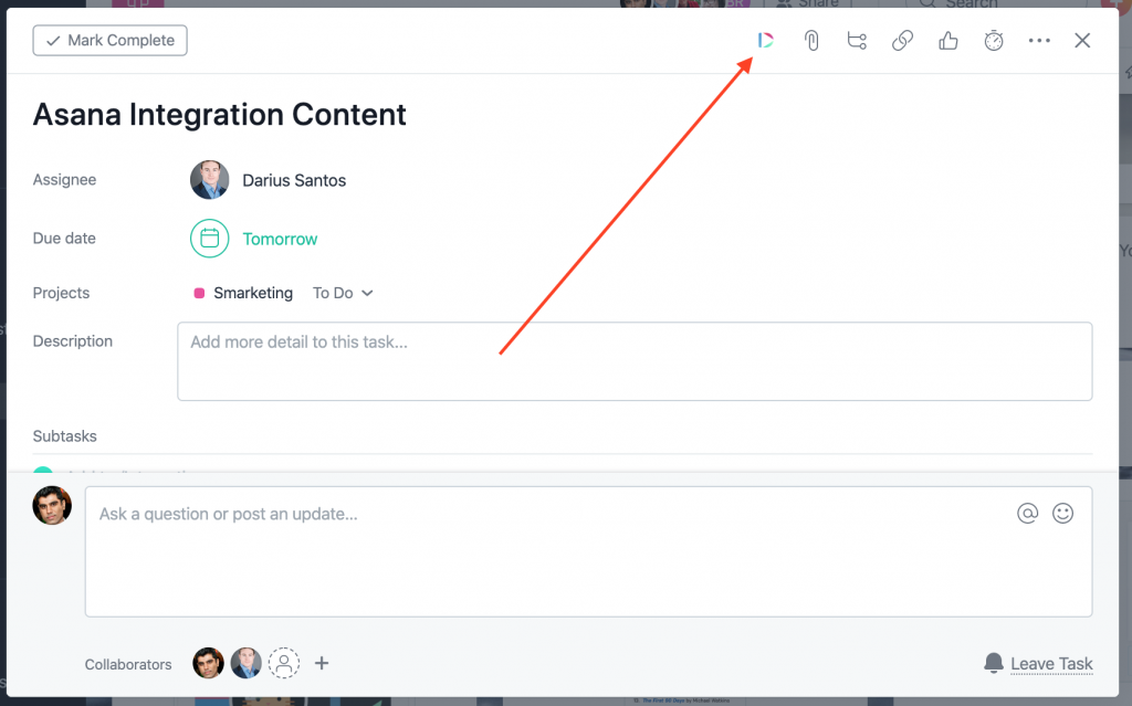 add video to Asana task or comment