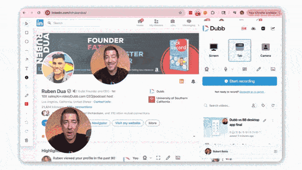 Dubb Chrome extension webcam and screen recorder